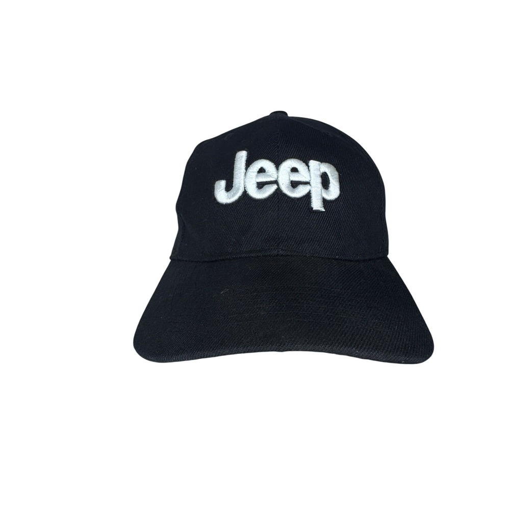 Jeep Adult Black With White Logo Cap One Size Unisex Adjustable